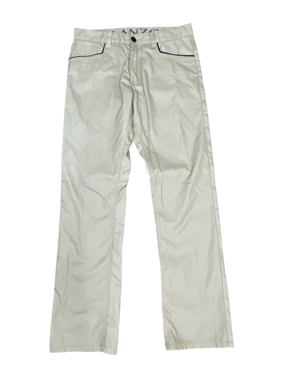 LANZO Men’s Beige Straight Leg Pants W32 L30 Y2K Minimalist Casual Trousers